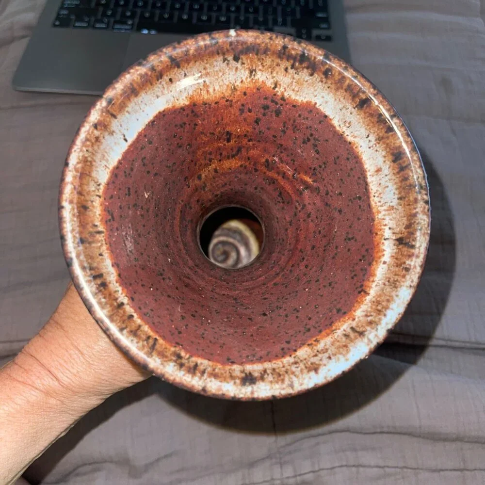 David Stewart Vintage Vase Blue Brown Stoneware Decor Collectible